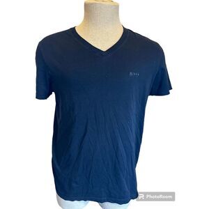 Hugo Boss Men T-Shirt V Neck Slim Fit Sz M Black Made in Vietnam